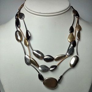 🌟 Chico's Multi-Strand Necklace Silver, Gold, & Gray Tone